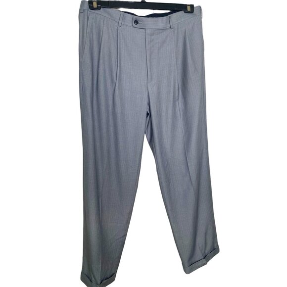 Perry Ellis Portfolio Men's Grey Pinstripe Pants Size 38/32 Professional Y2K - Picture 1 of 8